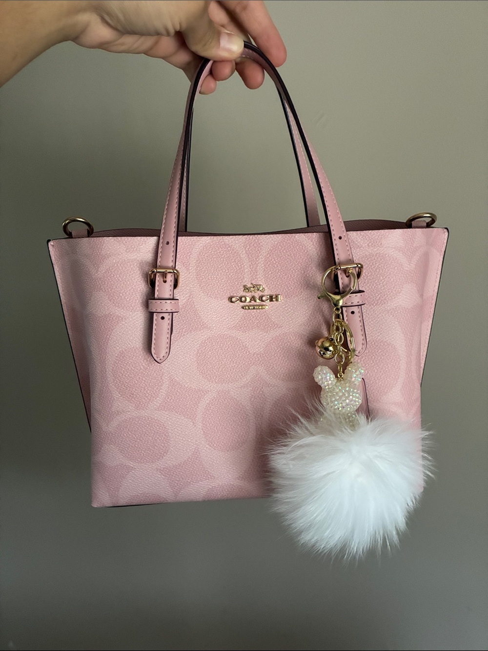 2/$20🎀 White Faux Fur Bunny Pom Pom Keychain Bag Charm